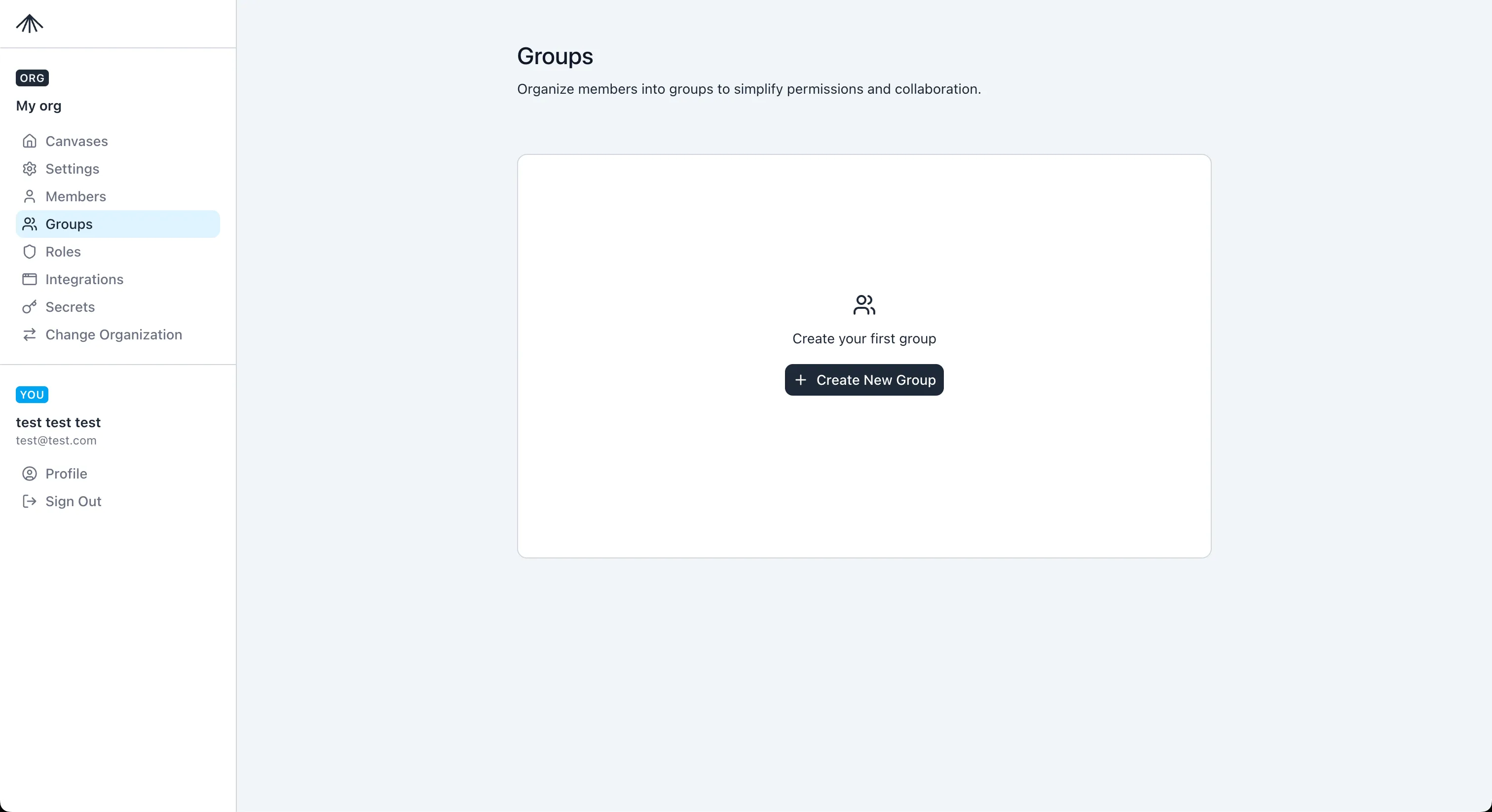 Groups page